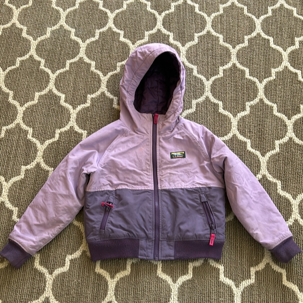 L.L. Bean Two-Tone Lavender and Plum Hooded Puffer Jacket